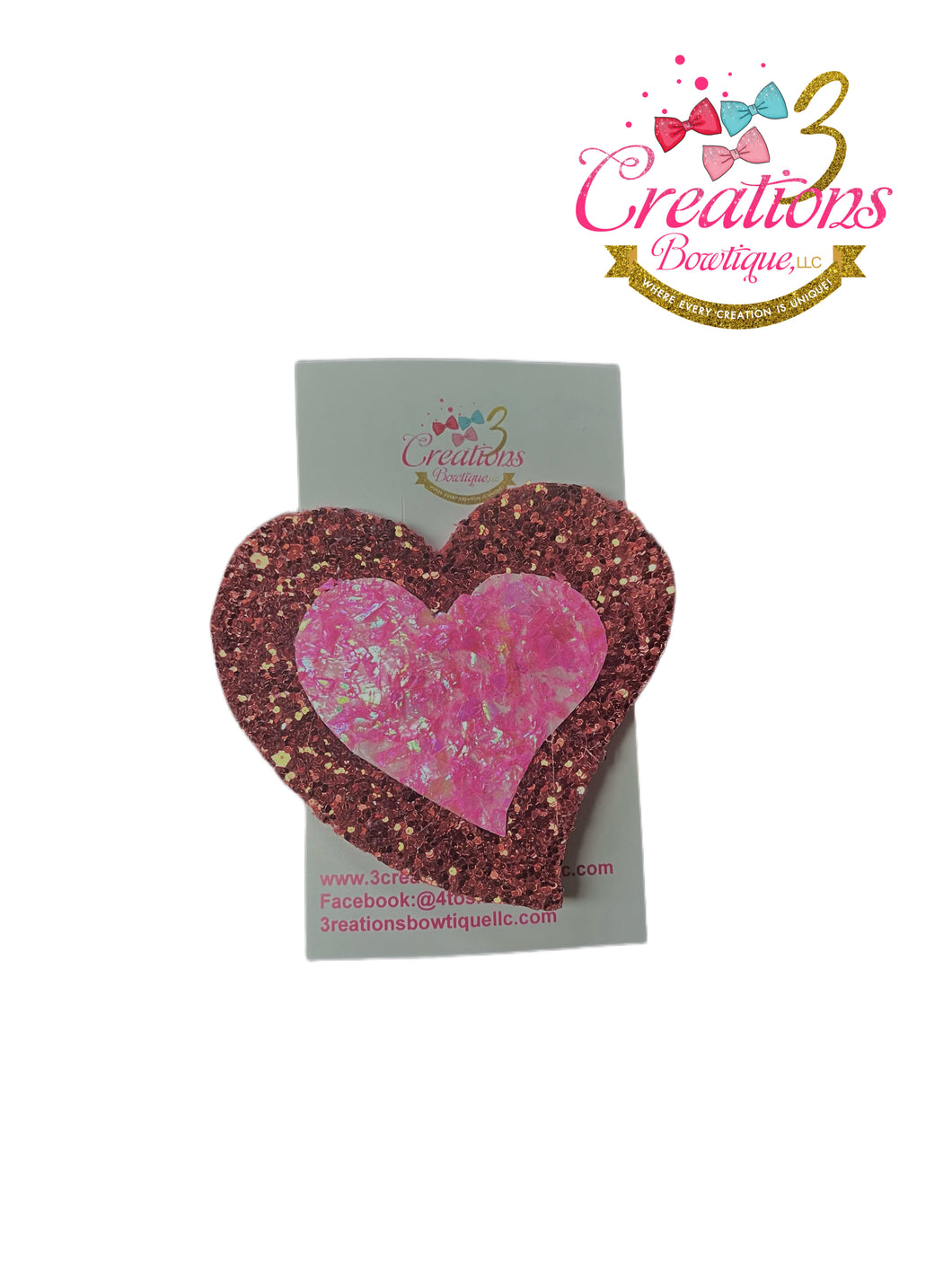 Pink & red heart clip