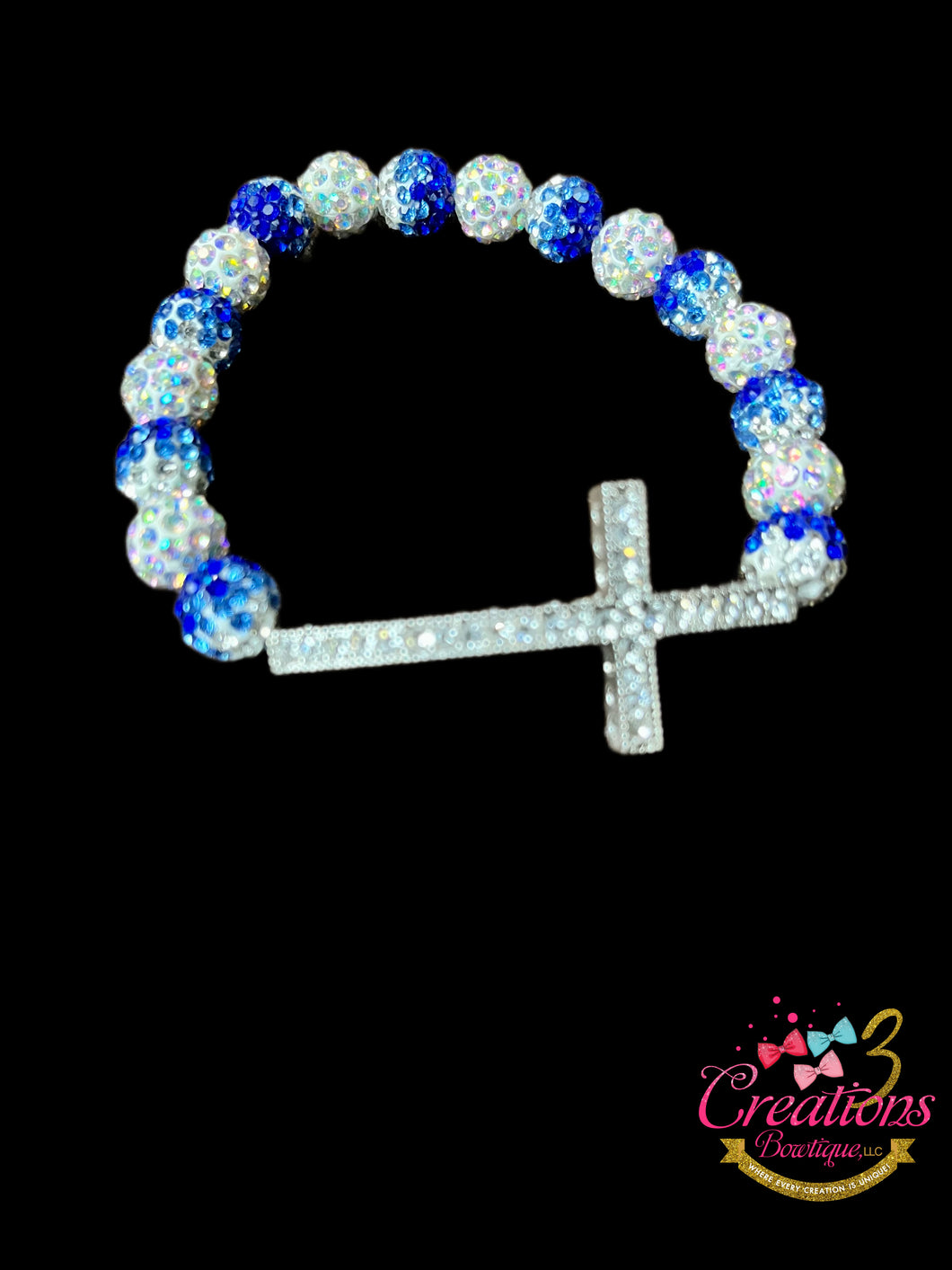Royal blue/wht cross bracelet