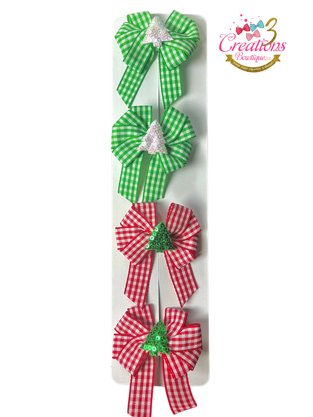 Christmas gingham hair bow collection
