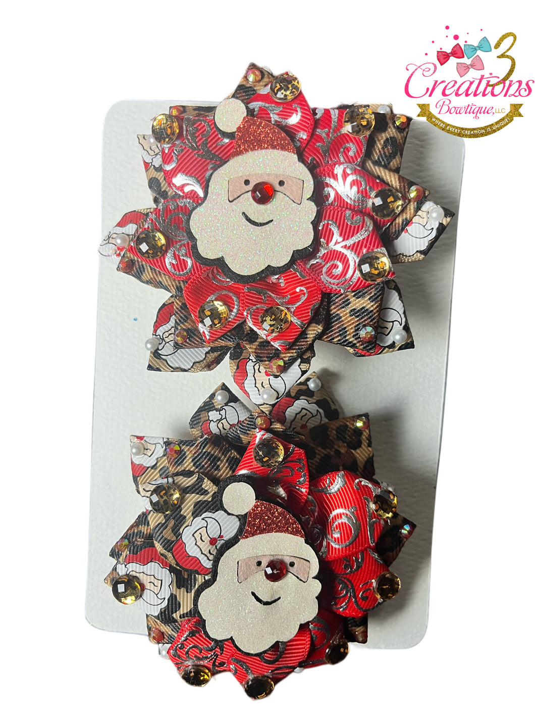 Red Rhinestone Santa clips