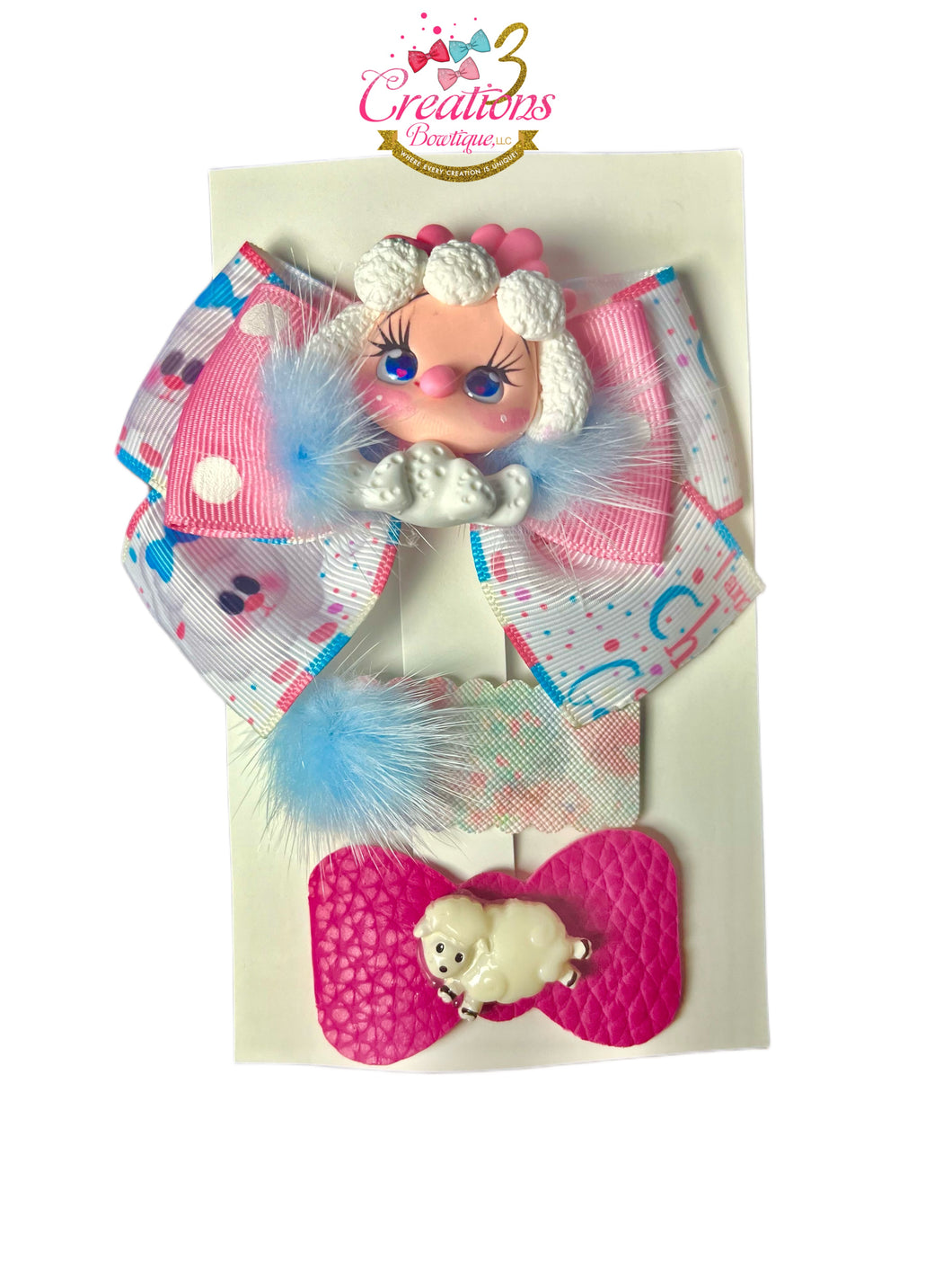 Child of God lamb hair bow and clips set