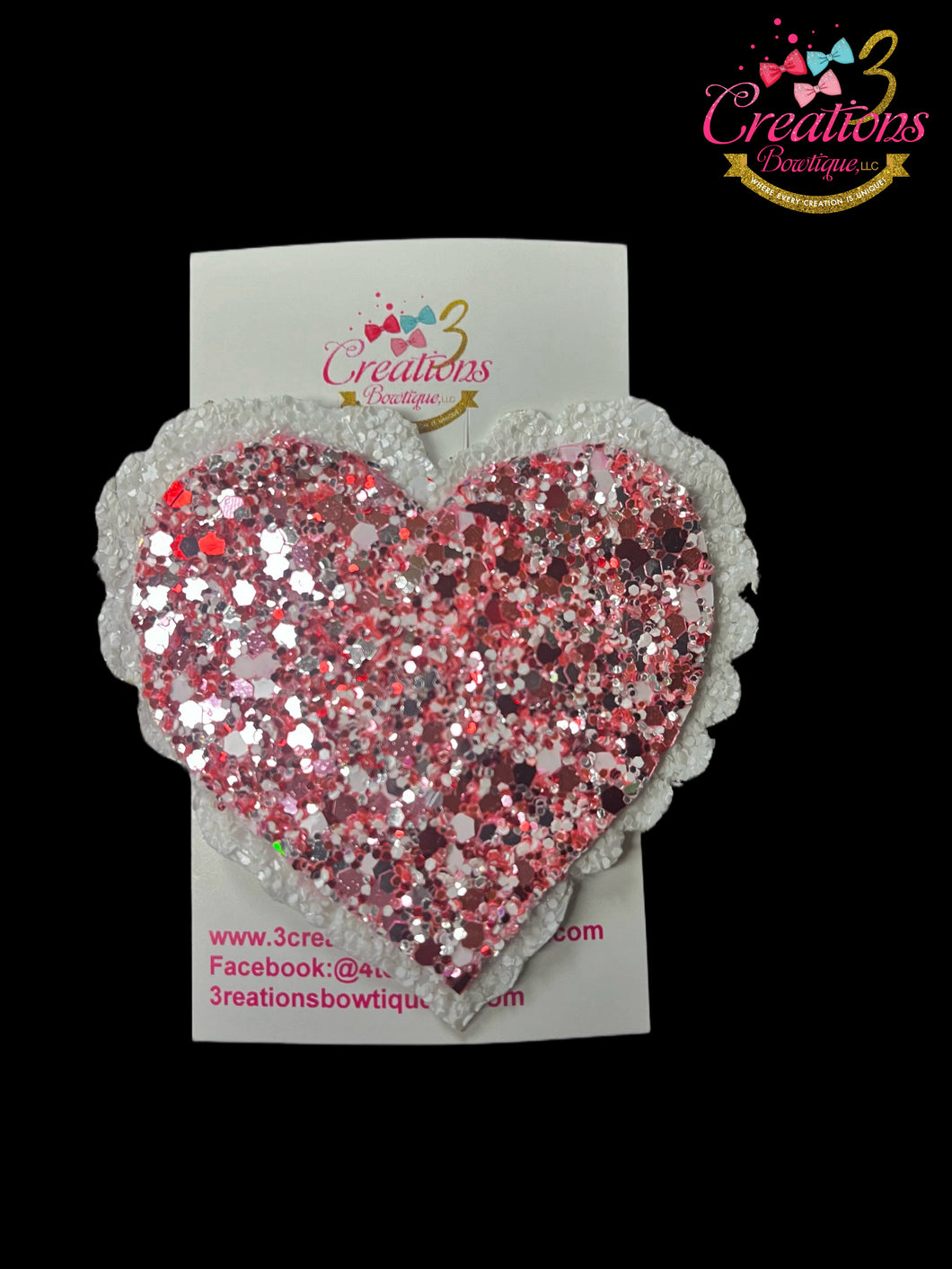 Pink/red glitter heart clip