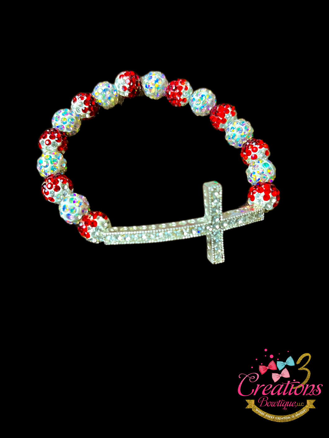 Red/wht cross bracelet