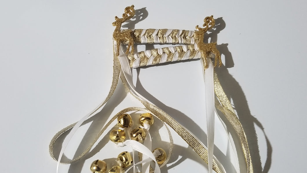 Gold reindeer woven barrette