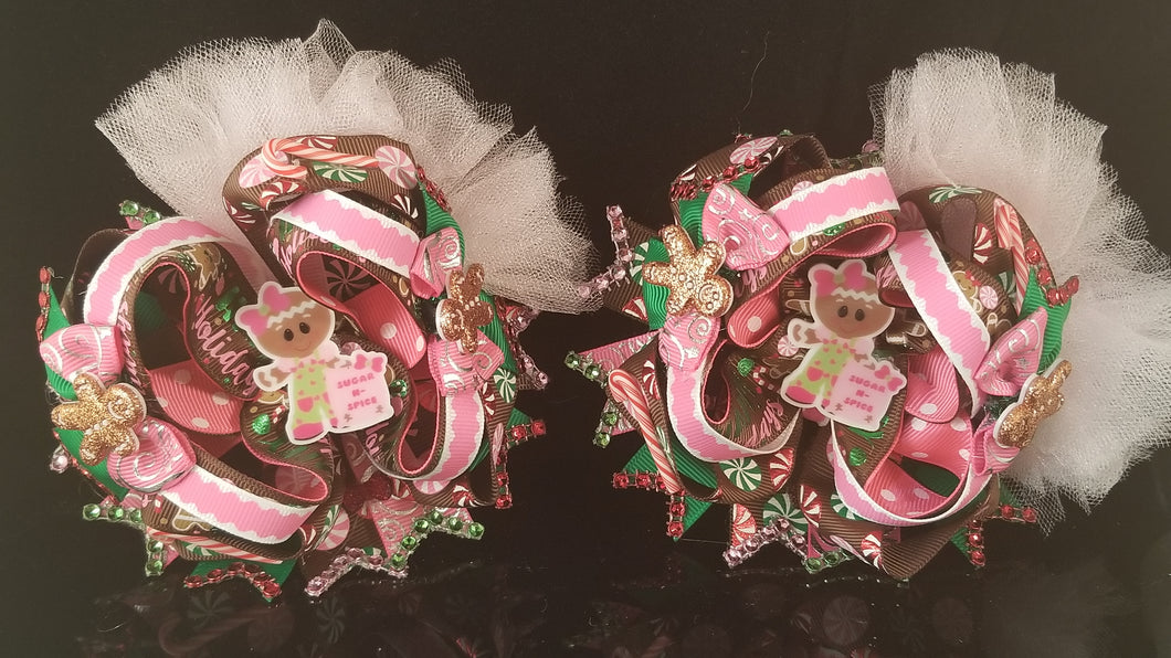 Gingerbread girl sugar and spice bows