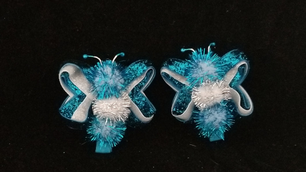 Turquoise/White bug clips