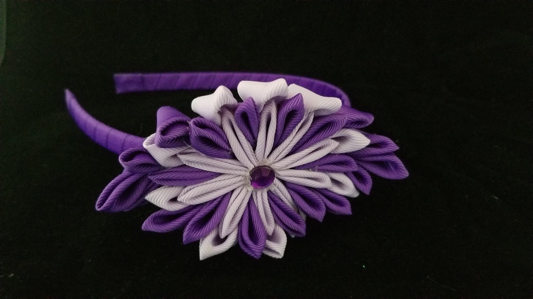 Purple and lavender Kanzashi headband