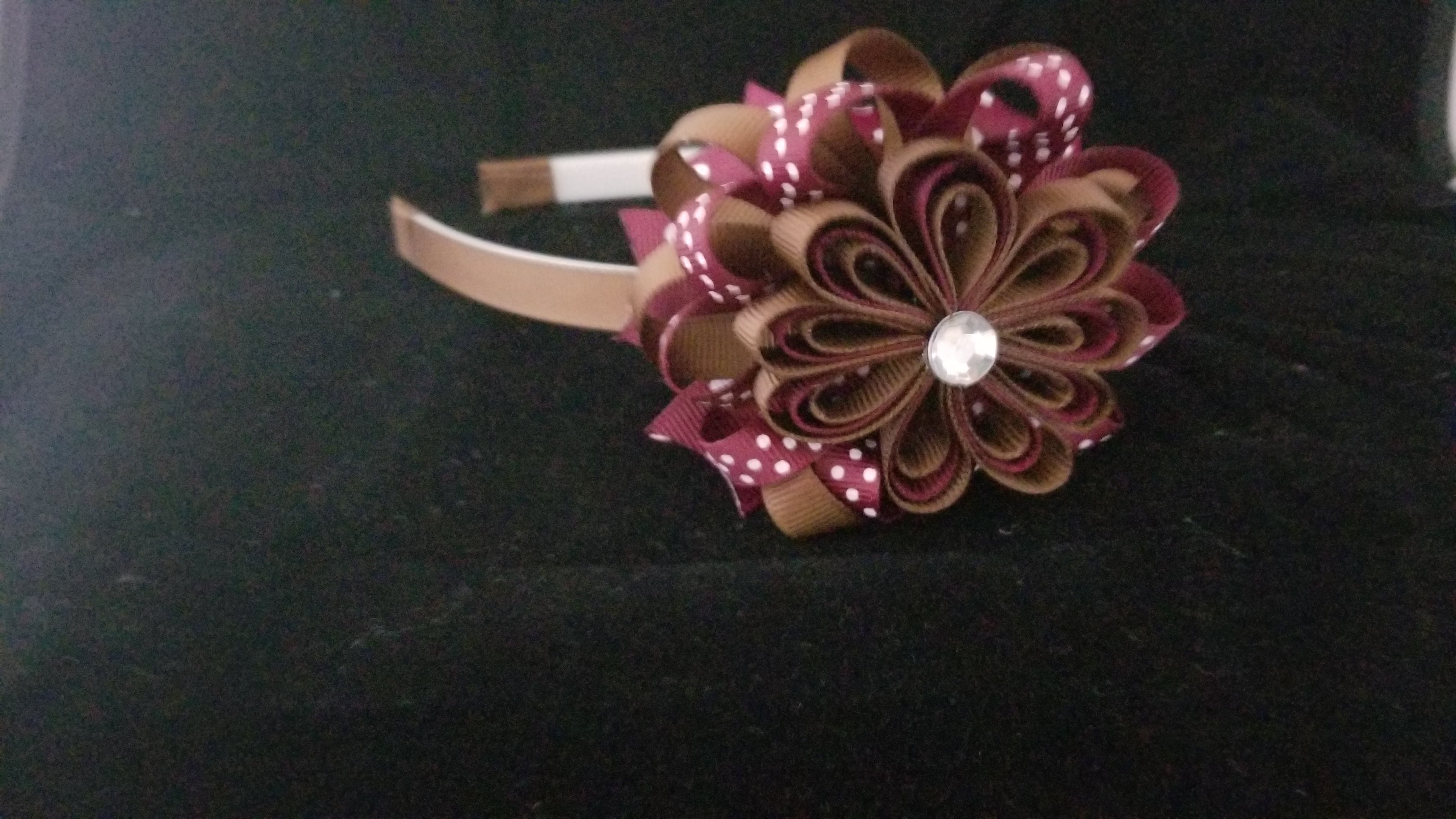 Brown and Maroon flower headband