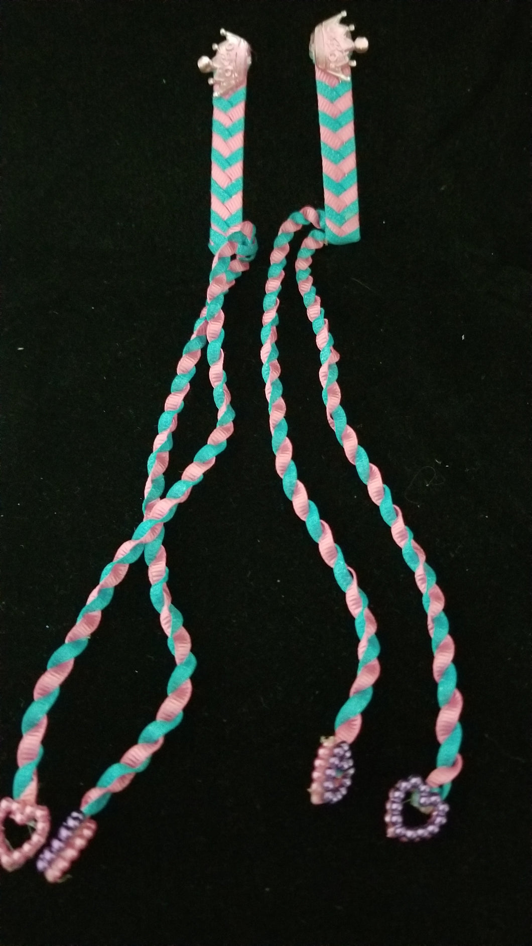 Turquoise and pink woven barrette