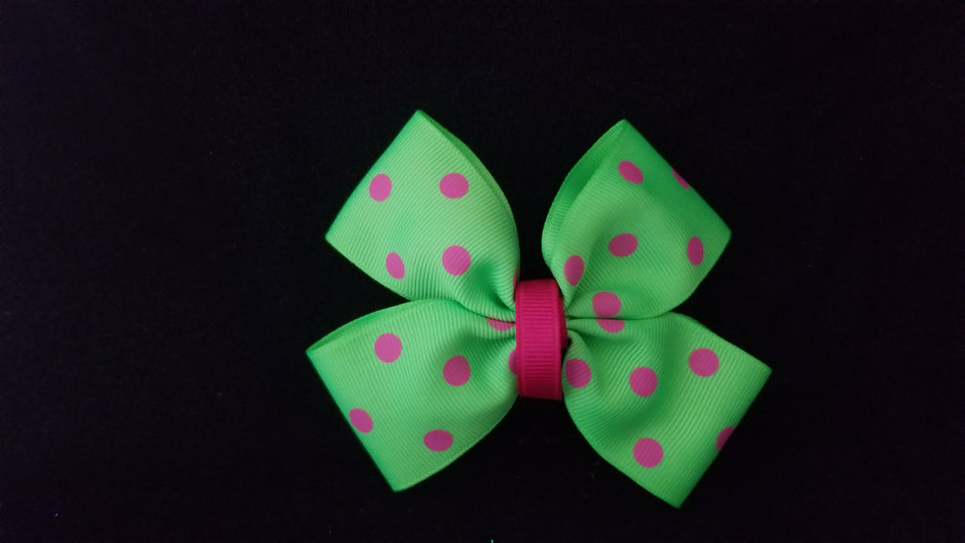 Lime and hot pink pinwheel bow