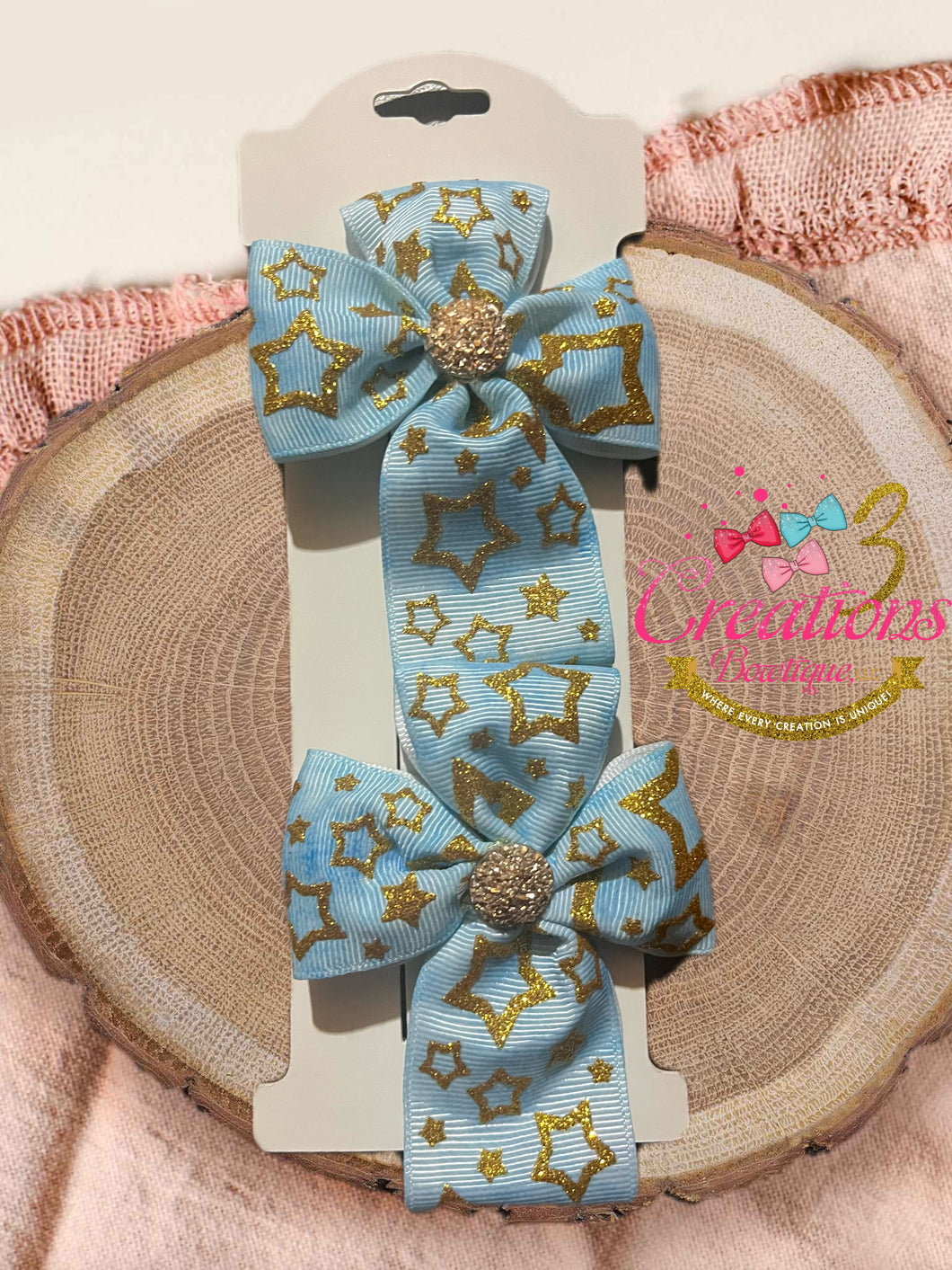 Light blue gold glitter cross