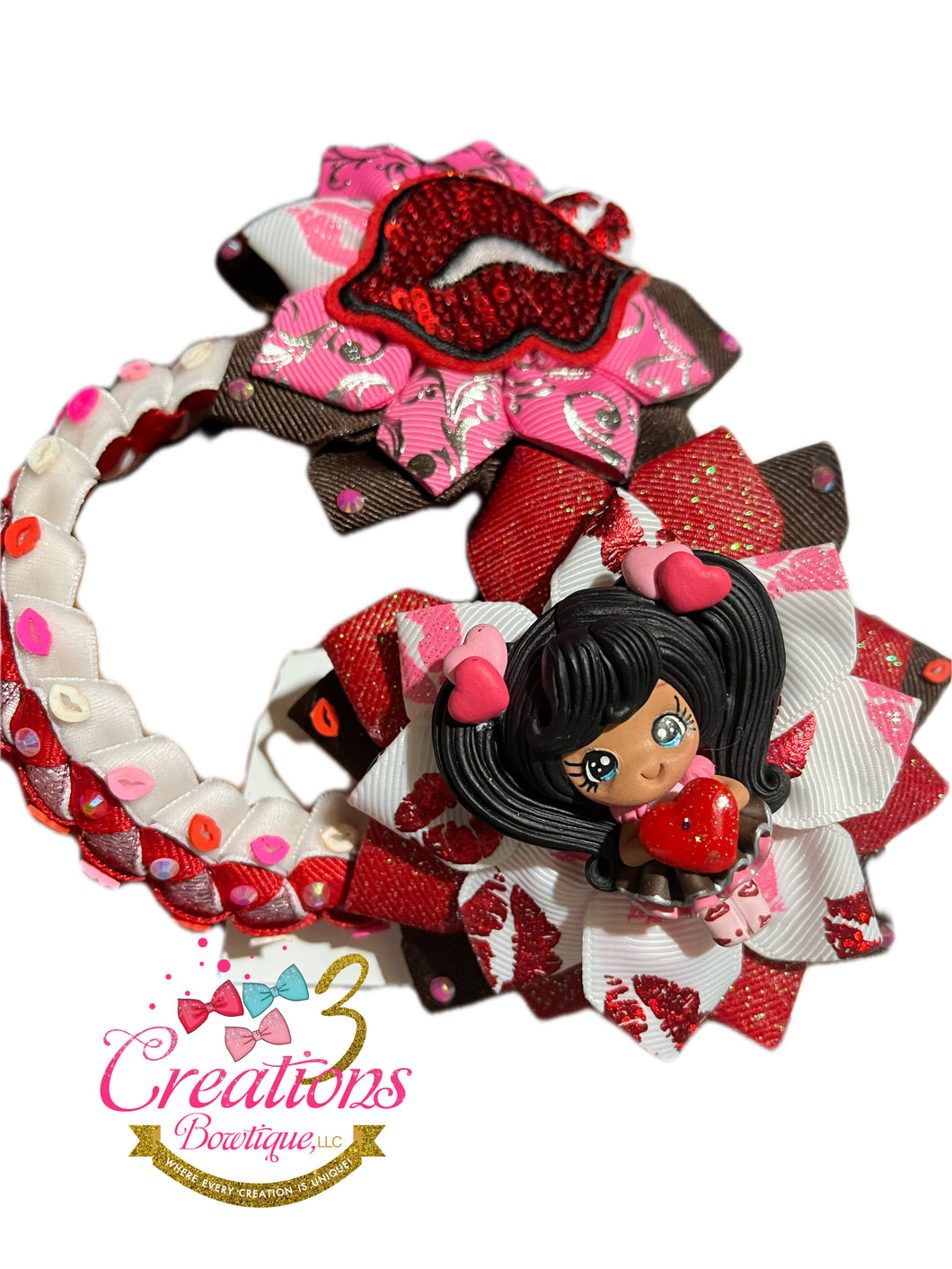 Valentine Kisses Hair bun wrap