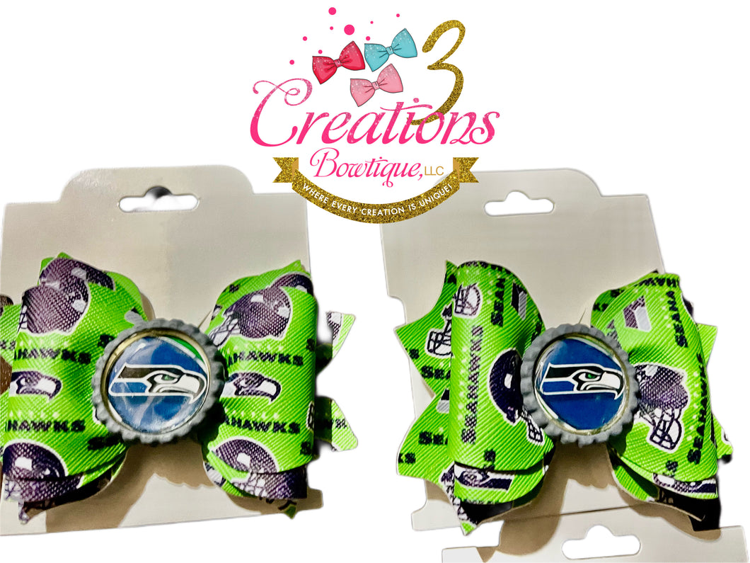 Inspired Seattle Seahawks bottle cap bows