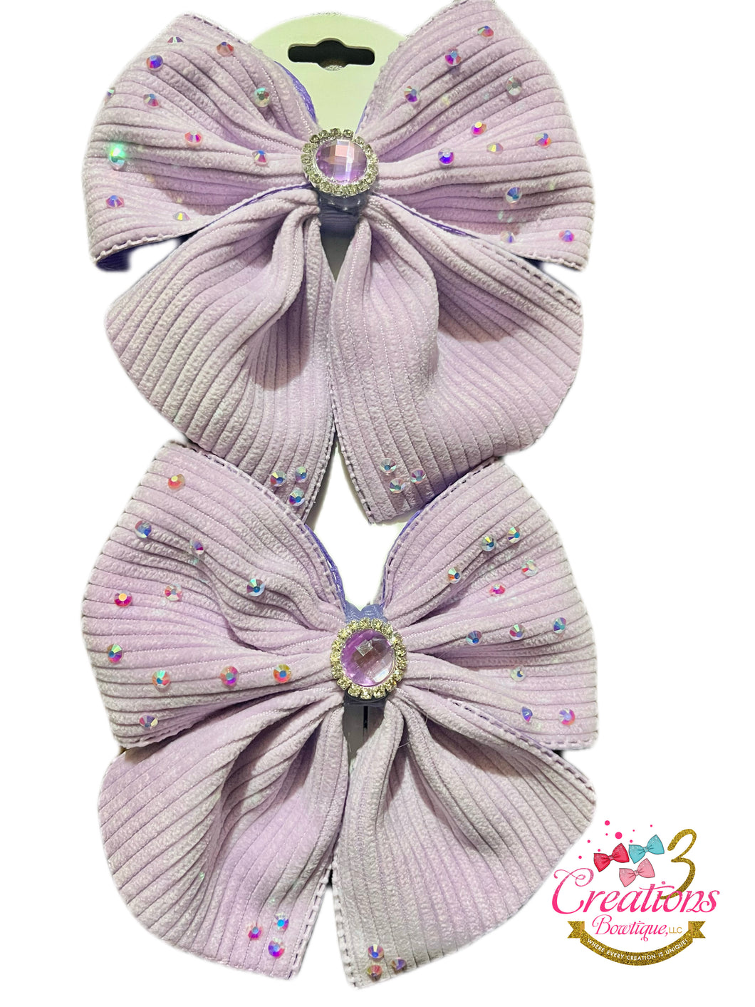 Corduroy lavender hair bows