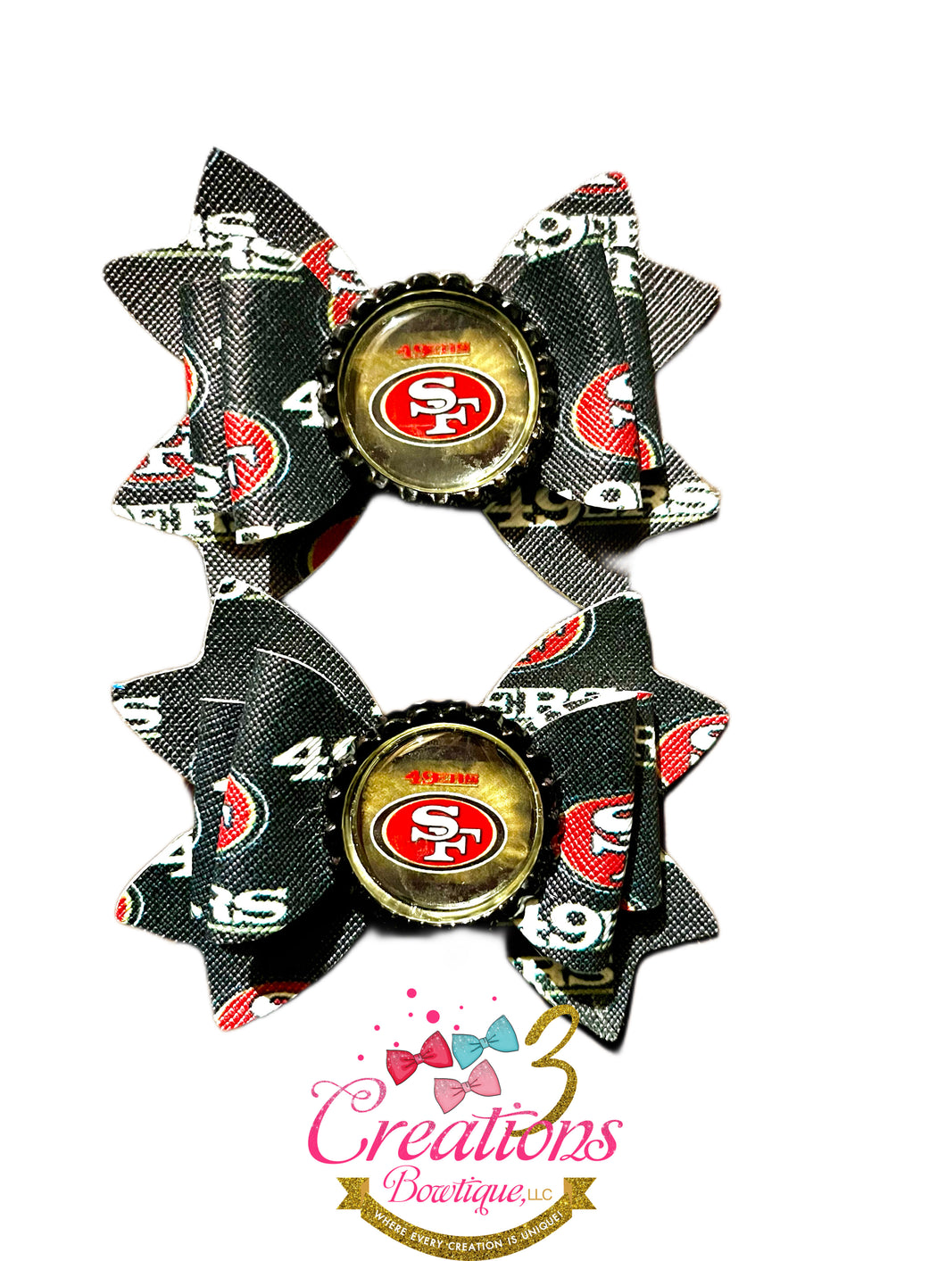 Inspired San Francisco 49ers bottle cap pigtail set