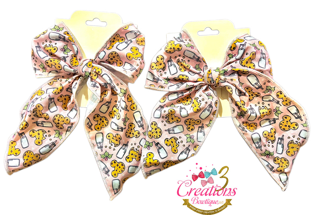 Sailor milk and cookies fabric hair bow