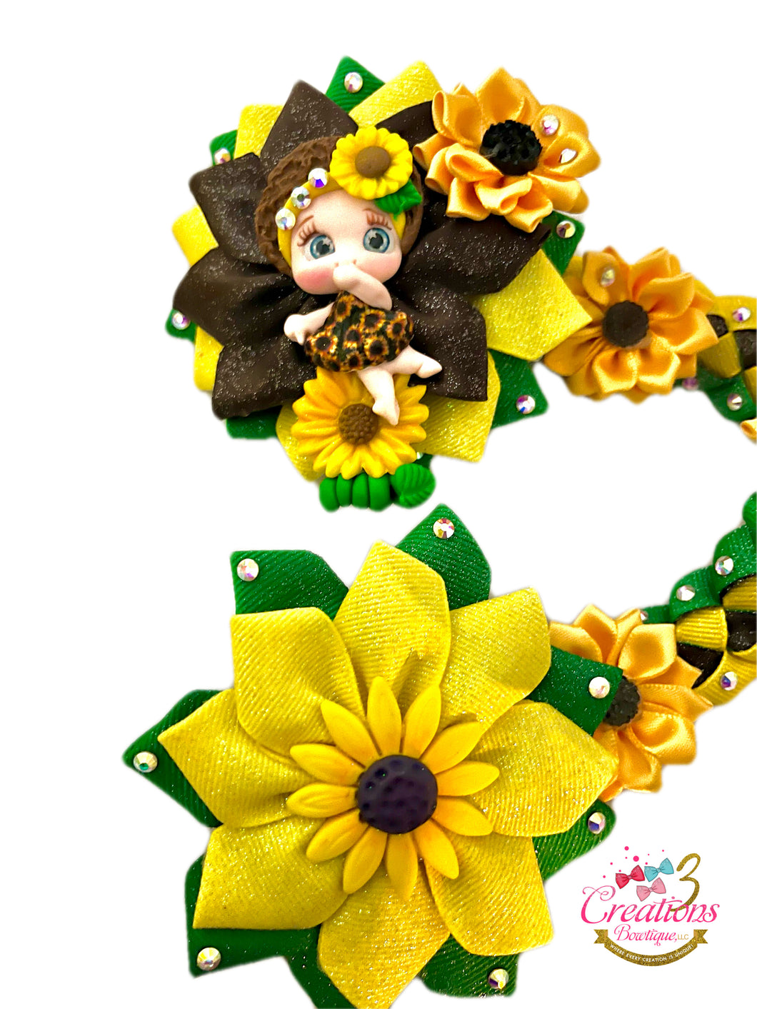 Sunflower girl hair bun wrap