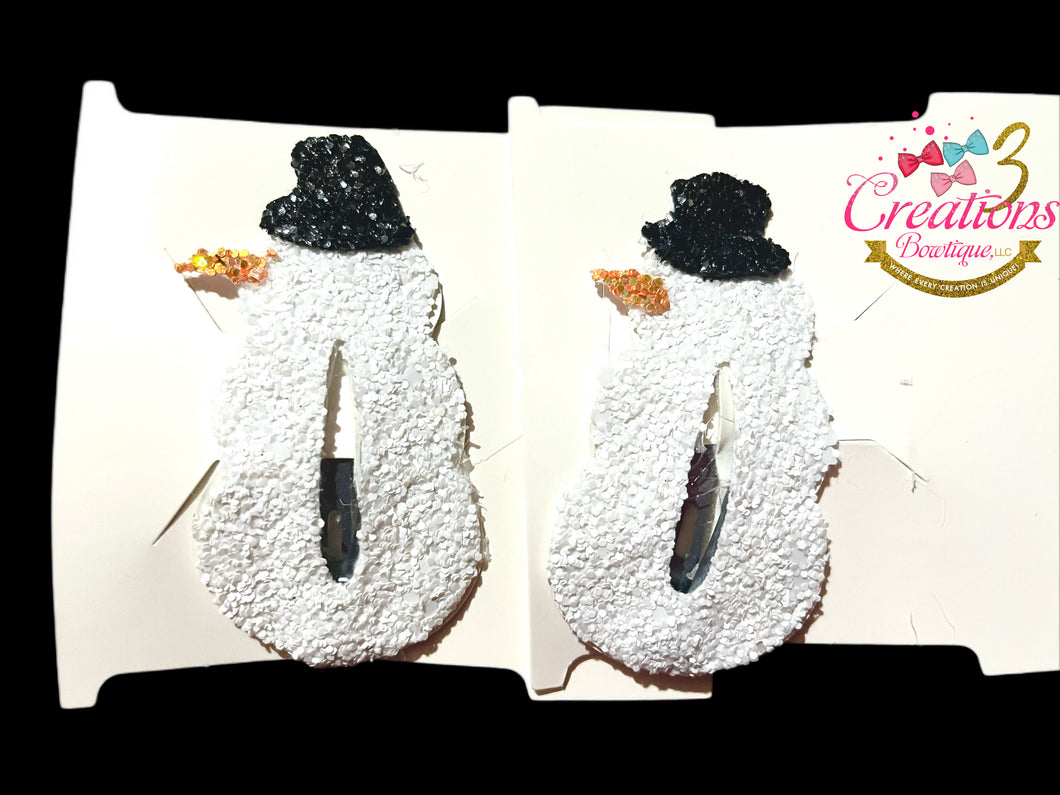 Snowman hair clips