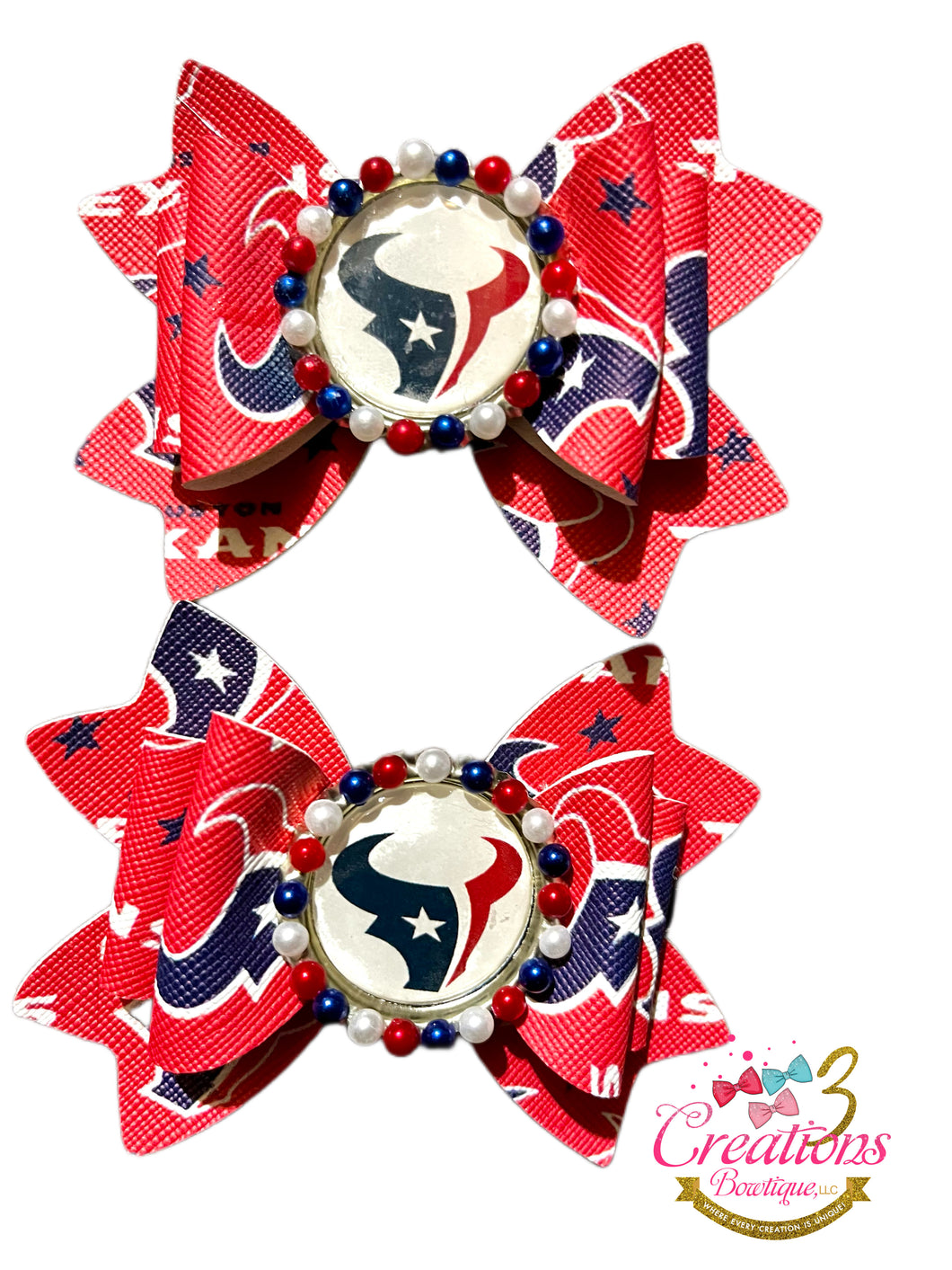 Inspired Houston Texans bottle cap pigtail set