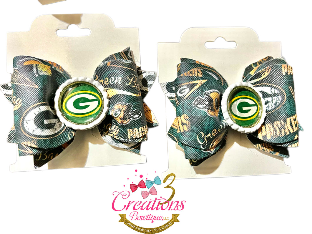 Inspired Green Bay packers bottle cap bows
