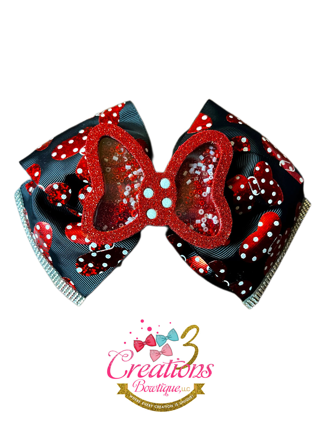 Red Minnie Mouse bow shaker