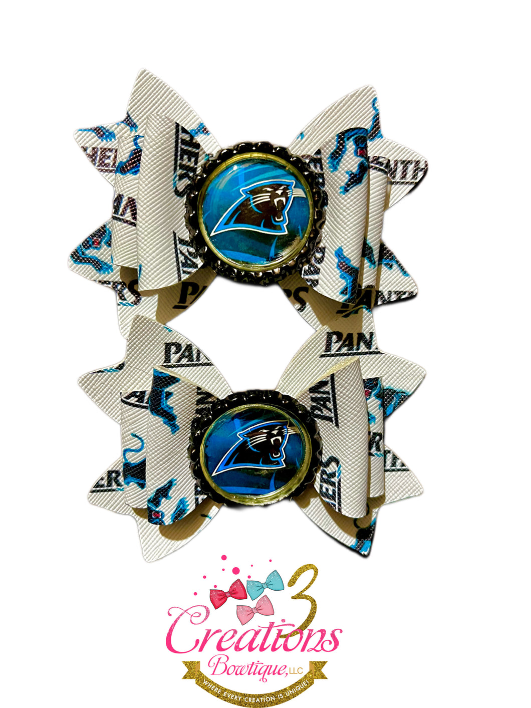 Inspired Carolina Panthers bottle cap pigtail set